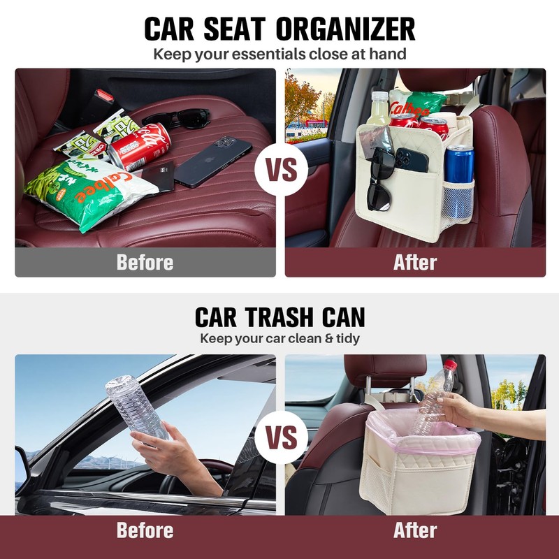 LXUNYI Car Seat Organizer,2 Pack Waterproof Pu Leather Backseat Car