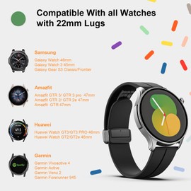 TiMOVO Universal 22mm Magnetisch Silikon Uhrenarmband, Schnellverschluss Uhrenarmbänder für Herren & Damen, Hautfreundlich Weich Sport Armband Ersatzband für 22mm Breit Uhrenanstöße, Schwarz