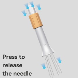 Yokolain Coffee Stirrer, Espresso Stirrer with 4mm Aluminum Needles, Espresso Needle Distributor with Wood Holder, Removable Needles, Includes 4 Extra Needles