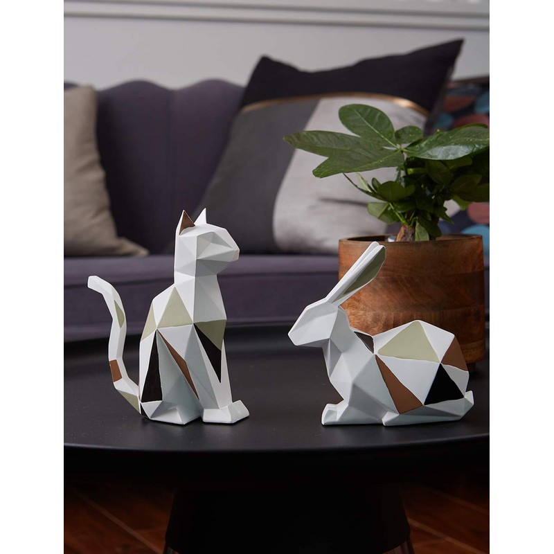 Amoy-Art Rabbit Sculptures Figures Modern Arts Decor Animal Statue Living