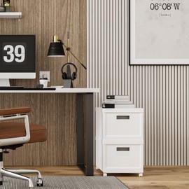 Techni Mobili Set of 2 Collapsible Stackable Rolling File Boxes with Lids and 10 Hanging Files, Portable Plastic Storage Organizer or File Cabinet with Wheels for Home or Office