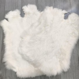 2pcs Natural Tanned Rabbit Hide Fur Skin (10" by 12" Rabbit Pelt with Sewing Quality Leather) White