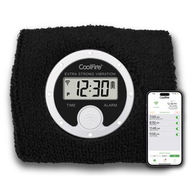 Coolfire - Vibrating Alarm Clock Sweatband, Silent Wake Yourself Up Wristband Vibrating Alarm Watch for Couples, Students, Easy to Set on User-Friendly App, Hearing Impaired, USB Chargeable (Black)