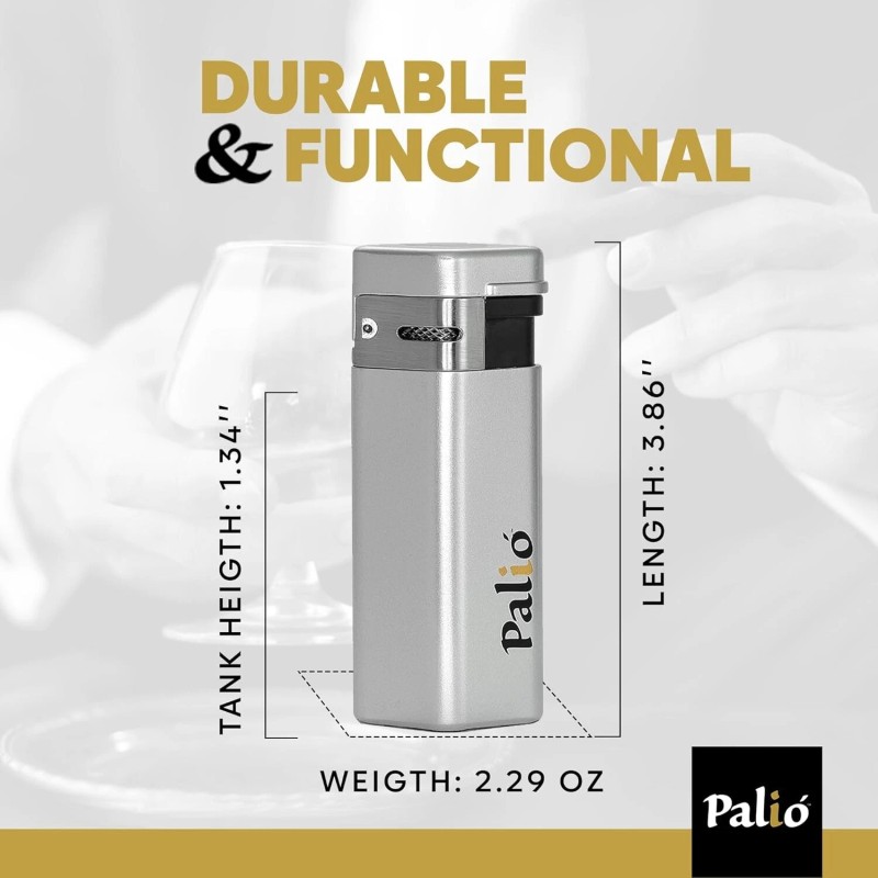 Palio Triple Torch Lighter, Triple Jet Flame Power, Silver