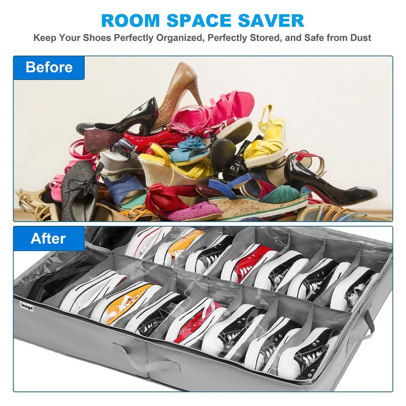 INAYA Under Bed Shoe Storage Organizer Set of 2, Fits