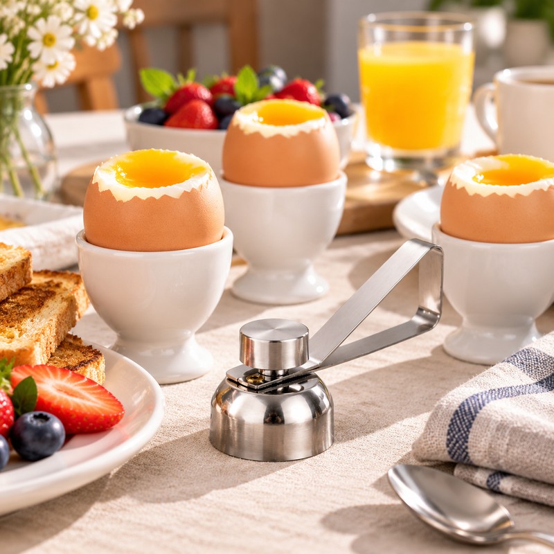 Stainless Steel Egg Topper for Soft-Boiled Eggs – Manual Eggshell