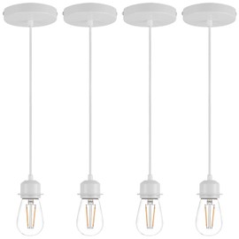 Xisakaca 4 Pack Vintage Pendant Light Kit, Farmhouse E27 Base Industrial Lamp Lantern Socket Canopy Kit Cord Holder, DIY Hanging Light Ceiling Lighting Fixture for Kitchen Island Corridor Bar Cafe