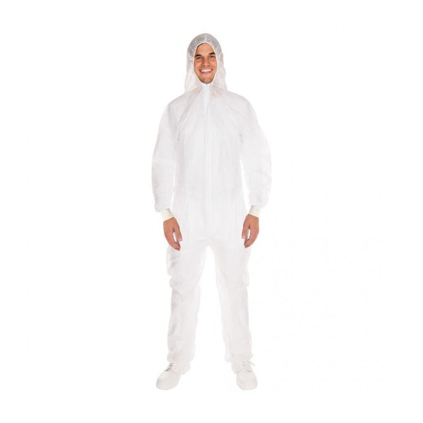 FRANZ MENSCH Hygostar Overalls with Cuffs, Polypropylene, White, XXL, Pack