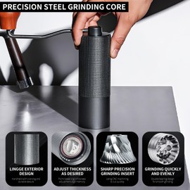 Agilive Manual Coffee Grinder, Adjustable Grinding Settings, Stainless Steel Burrs, Portable Hand-Cranked Coffee Grinder, For Espresso, Drip Filter, French Press Filter, Compact And Durable (black)