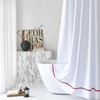 youngseahome White Shower Curtain with Red Border, Modern Chic Faux