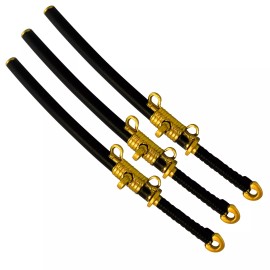 Figures Toy Company Set of 3 Black Toy Katana Swords with Removable Sheath for 6-8 Inch Figures