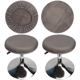 HuaLiSiJi Stool Covers Round 12-16" Round Seat Covers for Bar Stools with Breathable Mesh Holes, Luxurious Fabric Stretchable Wrinkle Resistant Washable Dustproof (2, Grey)