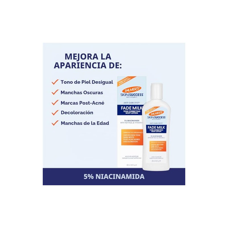 Palmer's Skin Success Fade Milk - Loción Corporal Aclarante, Dermatológicamente