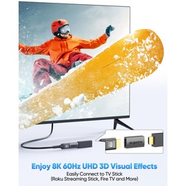 8K HDMI Coupler 2-Pack, HDMI Female to Female Adapter 8K@60Hz, 4K@120/240Hz, High Speed HDMI 2.1 Extender-48Gbps,3D, HDR, ARC/eARC, HDCP 2.2/2.3 for Gaming PC/Consoles,Theater/TV, Roku,Projector