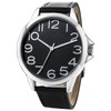 Men’s Watches Black Leather Strap Quartz Analogue Wrist Watch Arabic