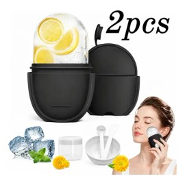 2pcs Rodillo Facial Silicón Reutilizable Todo Tipo De Piel Negroacompañado Juego De 3 Cuencos Mask 1botella Dispensadora De 40 Ml                     