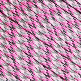 Fluorescent Reflective 550 Type III Guyline Tent Rope Camping Survival Cord High-Visibility Paracord (Reflective Pretty Pink, 25 Feet)