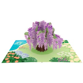 Flowers & Tree’s 3D Pop up Card for Birthday, Graduation, Valentines, Mother’s Day, Anniversary, Thank You, Get Well, All Occasions (Purple Wisteria)