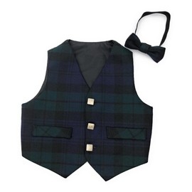 BRAW CLANS TARTANS Scottish Black Watch Tartan Boys Waistcoat - 100% Wool - Different Sizes - Made in Scotland - Scottish Occasions | Age - 5 years