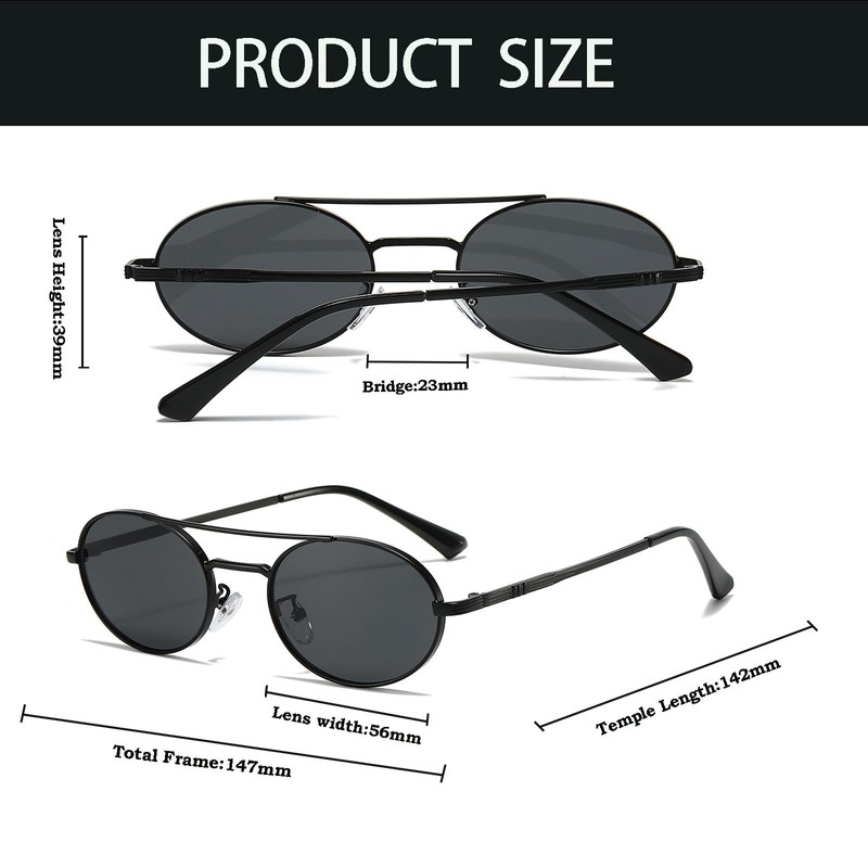 YAMEIZE Retro Metal Frame Pilot Round Sunglasses for Men and