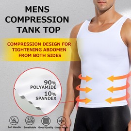 Arjen Kroos 3 Pack Mens Compression Tank Top Shirts Athletic Undershirt Body Shaper Tummy Control Shirt for Men