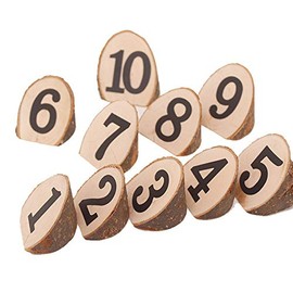 BSTMOME Rustic Wooden Table Number 1-10 Escort Wedding Party Decoration Number Base Floral Tabletop Number Signs for Wedding Reception Table Decorations