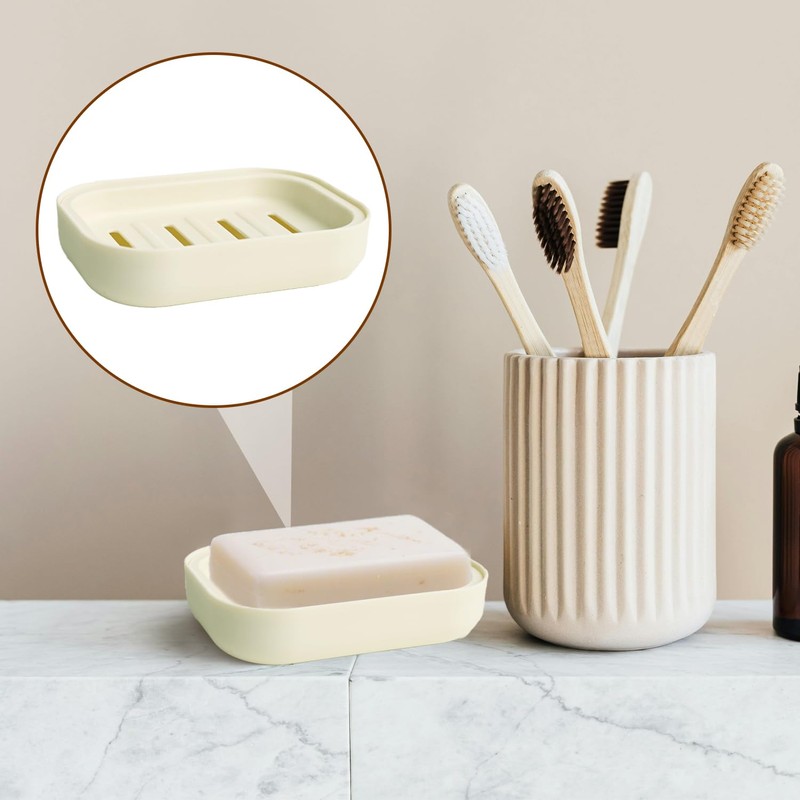 Plastic Soap Dish with Drainage Case Box Compact Waterproof Soap