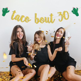 Taco Bout 30 Banner, Taco Birthday Sign, Aloha 30, Cheers to 30 Years, Tropical Hawaiian Mexican Fiesta Happy 30th Birthday Anniversary Party Decorations