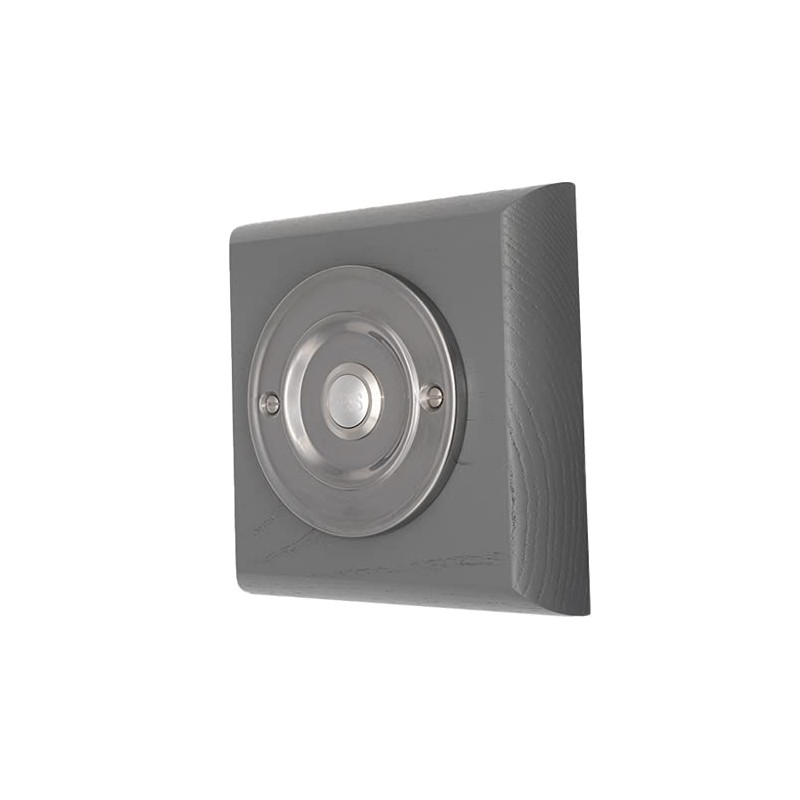 Modern Living Square Wireless Doorbell in Mahogany and Brushed Nickel