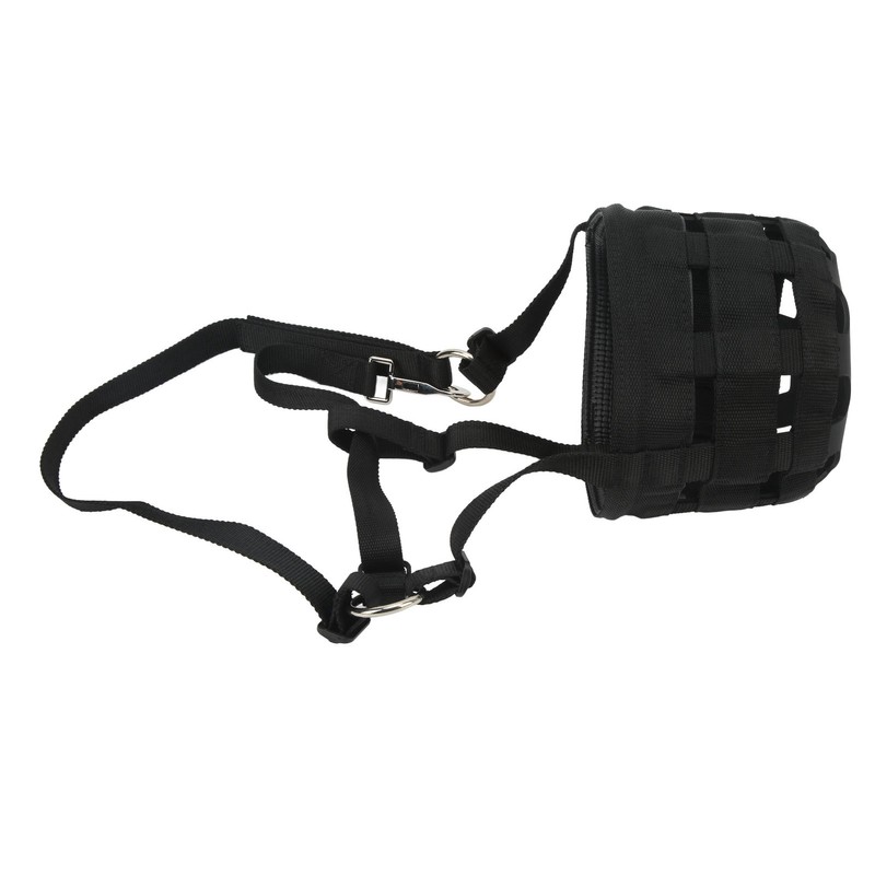 Black Horse Grazing Muzzle Easy Breathe Horse Mouth Cover with