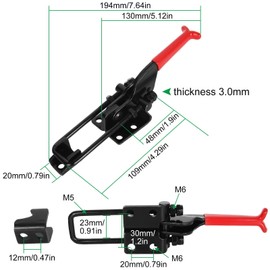 AConnet 4PCS 700lbs Capacity Toggle Clamps GH-431 Adjustable U Bolt Self-lock Toggle Latch Quick Release Toggles Clamp Latch (Black)