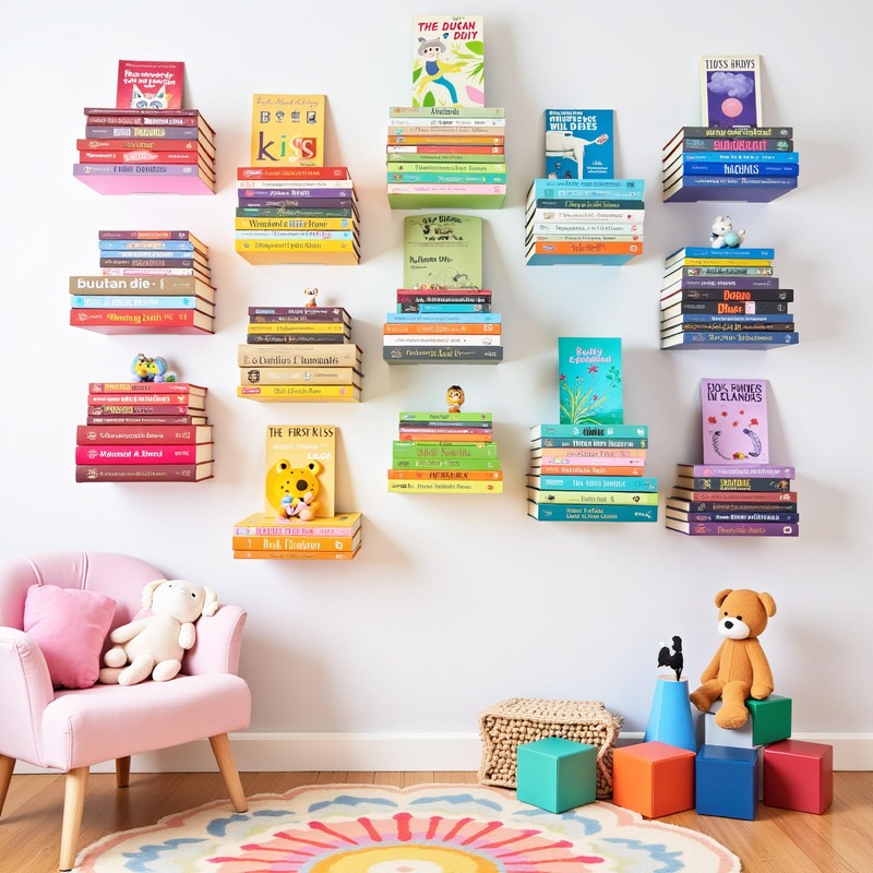 xympo Floating Invisible Bookshelf Wall Mounted (Set of 4) -