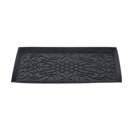 Superio Rubber Boot & Shoe Tray, 34 x 14 x 2 Rectangle, Heavy Duty, Protects Floors from Water and Dirt, Waterproof for All Weather Indoor Outdoor Use, Black