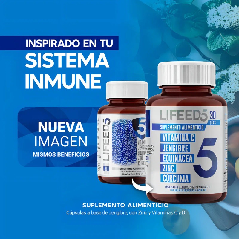 Suplemento Lifeed5 Inmune Vitaminas Minerales 30 Cápsulas Sabor Sin Sabor