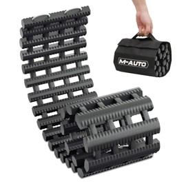 M-AUTO Snow Tire Traction Mats Portable Recovery Tracks for Vehicle in Mud, Snow, Ice, and Sand, 32" Coilable Recovery Emergency Devices with Storage Bag, Load 7.7 Ton