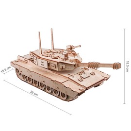 GuDoQi 3D Wooden Puzzle, Model Tank, Wooden Construction Kit, Tank for Building, DIY Assembly Wooden Puzzle Toy, Craft Set, Birthday Gift Made of Wood for Adults, Men, Teenagers