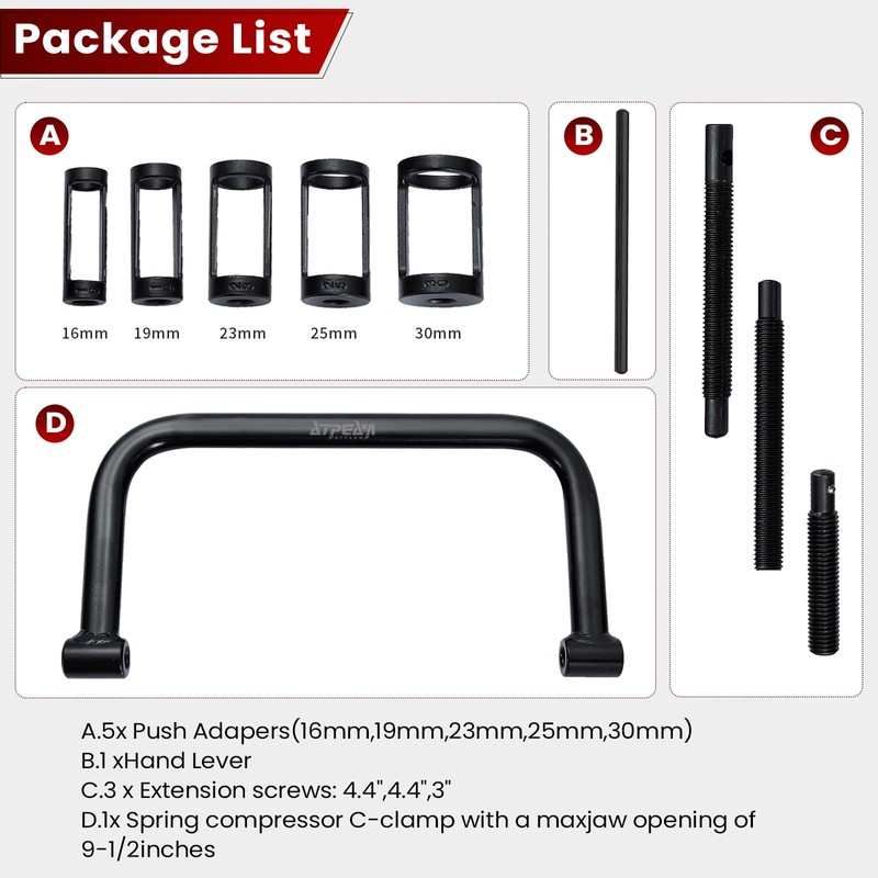 ATPEAM Auto Valve Spring Compressor C Clamp Tool Set Suitable