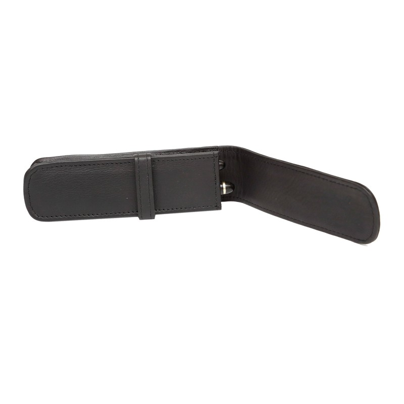 Ashlin Genuine Leather Fabian 2 Pen Case, Black [PEN02-18-01]