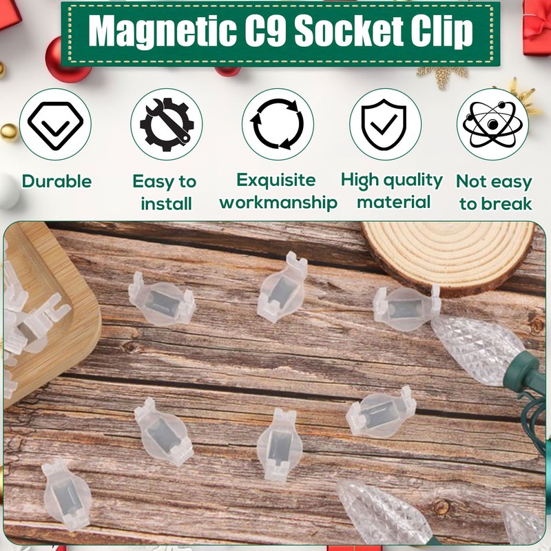 Magnetic Socket Light Clips for C9 Socket, Magnetic Clips for