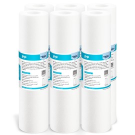 Membrane Solutions 5 Micron 10" x 2.5" Sediment Water Filter Replacement Cartridge for Any Water Filter 10 x 2.5 inch Whole House RO System, Compatible with GE FXUSC, AP110, WHKF-GD05-6 Pack
