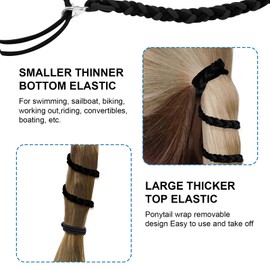 3 PCS 25" Spiral Hair Tie No Damage for Sports, Elastic Girls Hair Bands Strong Braided Ponytail Holders for Long Thick Curly Hair, for Gym Swimming Sports Running (Black 25" 3pcs)