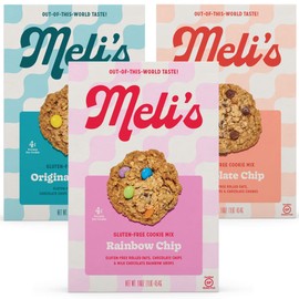 Meli’s Gluten Free Cookie Mix, Cookies Variety Pack - Original Monster, Chocolate Chip & Rainbow Chip, High Protein Baking Mix, Easy Bake Oven Mixes for Sweet Treats & Desserts, 16oz Box,3-Pack
