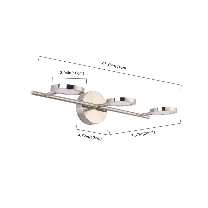 Joossnwell Modern LED Vanity Lights Nickel Finish, 3-Light Bathroom Lighting