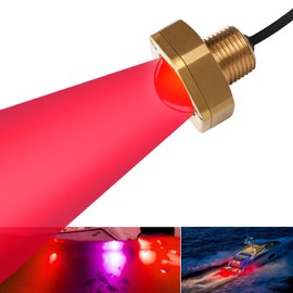NBWDY 1/2in NPT Boat Drain Plug Light with APP Remote Control,4100LM IP68 Waterproof Marine Boat Led Light,Spotlight,Smart Cooling System,Anti-Corrosion for Fishing Swimming Diving(Red)