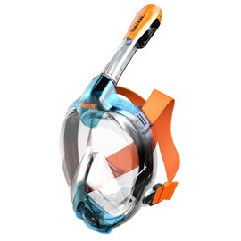 Seac Libera Full Face Snorkeling Mask with Quick Release Buckles, Blue/Orange, XS/S