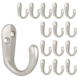 IBosins 15PCS Coat Hooks Wall Mounted Single Prong Robe Hook for Hanging Towel Hooks with 30 Screws for Bags, Hat, Cap, Scarf, Cup (Silvery)