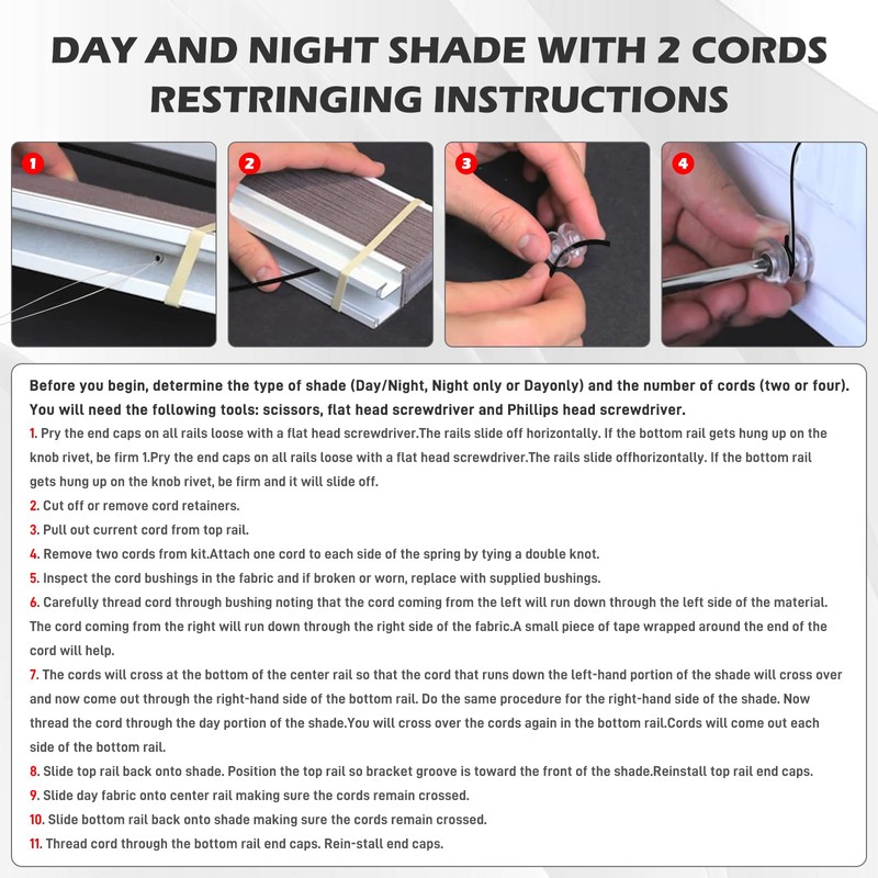GGTE RV Pleated Shade Repair Kit with Wire Restring Tool,