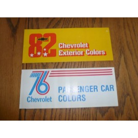 1976 1982 Chevy Factory Color Chip Paint Samples - Two Years
