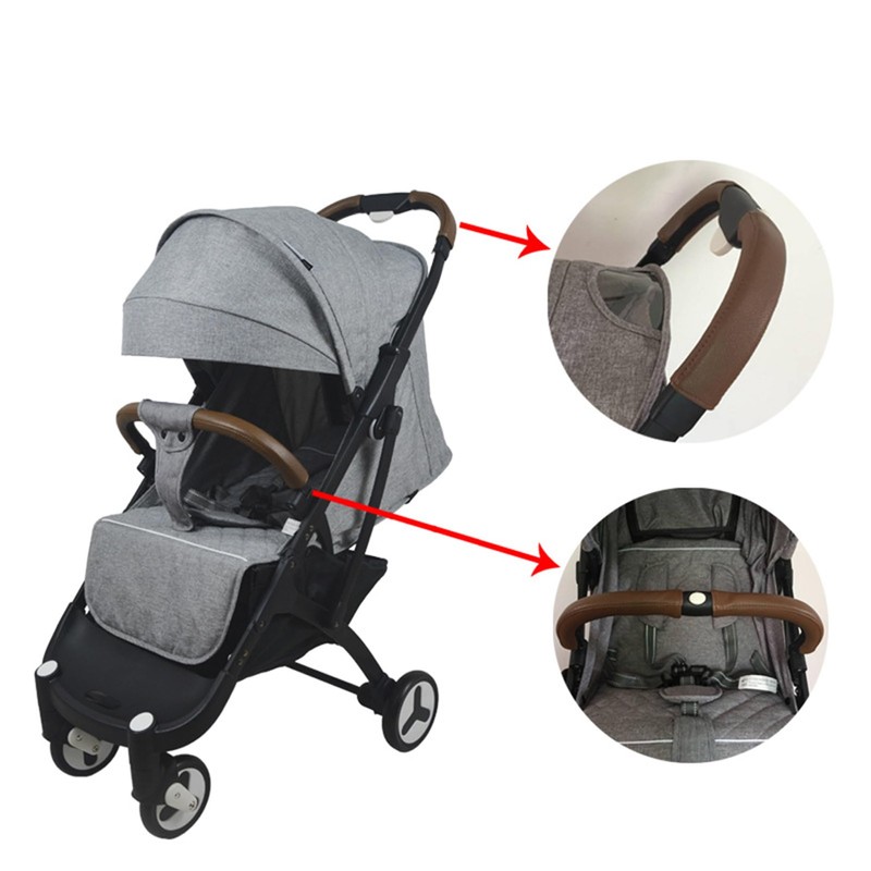 Set of 4 Pushchair Handle Covers Made of PU Leather