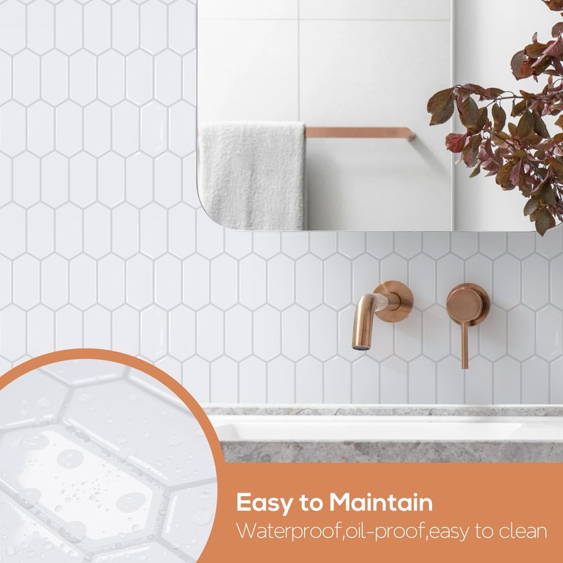 Vamos Tile Upgraded Thicker Design Backsplash Tile Peel and Stick,